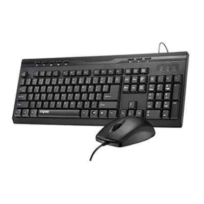 купить Комплект Клавиатура Мышь, Rapoo, NX1710, Оптическая мышь, 1000DPI, USB, Анг/Рус/Каз в Алматы
