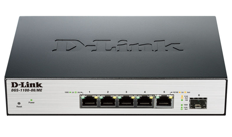 купить D-Link DGS-1100-06/ME/A1B Упр-ый  L2  5 портов 10/100/1000Base-T и 1 портом 100/1000Base-X SFP /  в Алматы