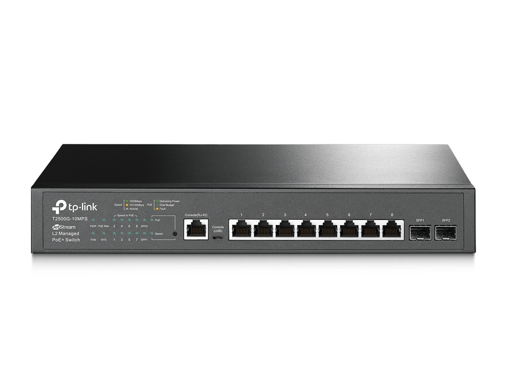 купить Коммутатор PoE  управляемый GbE  8-портовый Tp-Link T2500G-10MPS  в Алматы
