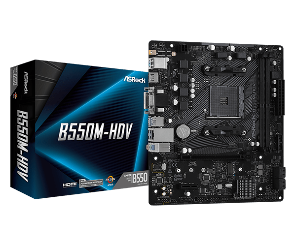 купить Материнская плата ASRock B550M-HDV AM4 2xDDR4 4xSATA3 1xM.2 D-Sub DVI HDMI mATX в Алматы