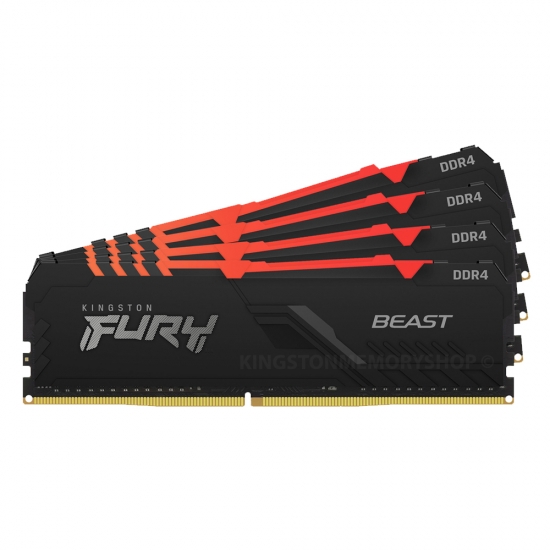 купить Модуль памяти Kingston Fury Beast RGB KF436C18BBAK4/128 DDR4 DIMM 128Gb KIT (4x32) 3600 MHz CL18 в Алматы