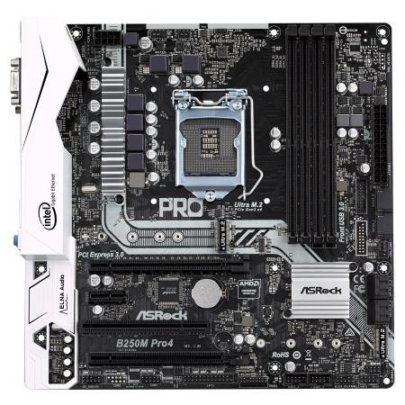 купить Материнская плата ASRock B250M PRO4, LGA1151, INTEL B250, 4xDDR4 (2400), 6xSATA3 6Gb/s, 1xUltraM.2, 1xM.2, Intel HD Graphics 2xPCI Express3.0x16, 1xPCI-E 3.0x1, 1xPCI Supports AMD Quad CrossFireX&trade; and CrossFireX&trade;, 1xM.2 Socket (Key E), 1xD-Sub, 1xDVI в Алматы