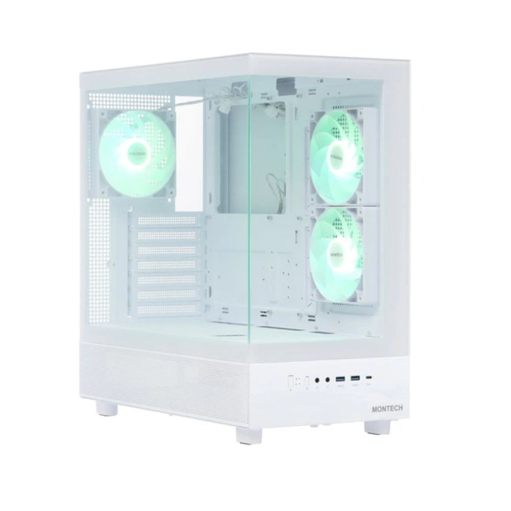 Купить Корпус Montech XR (W) ATX/Micro-ATX/Mini-ITX 2xUSB3.0 1xType-C 1xAudio 1xMic Белый в Алматы