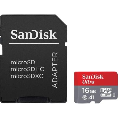 купить Карта памяти SANDISK ULTRA microSDHC 16GB + SD Adapter  98MB/s A1 Class 10 UHS-I - Imaging Packaging SDSQUAR-016G-GN6IA. Универсальная карта памяти в комплекте с адаптерами, позволяющим использовать ее в любых устройствах совместимых с SD card.       в Алматы