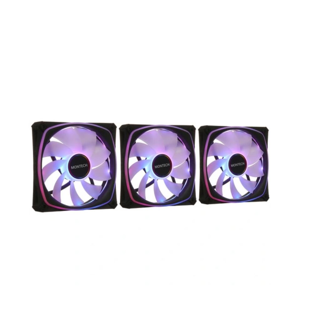 Купить Вентилятор для корпуса Montech RX120 3 in 1 Pack (B) 3x(120x120x25mm)/800-1600RPM/59CFM/Rever Черный в Алматы