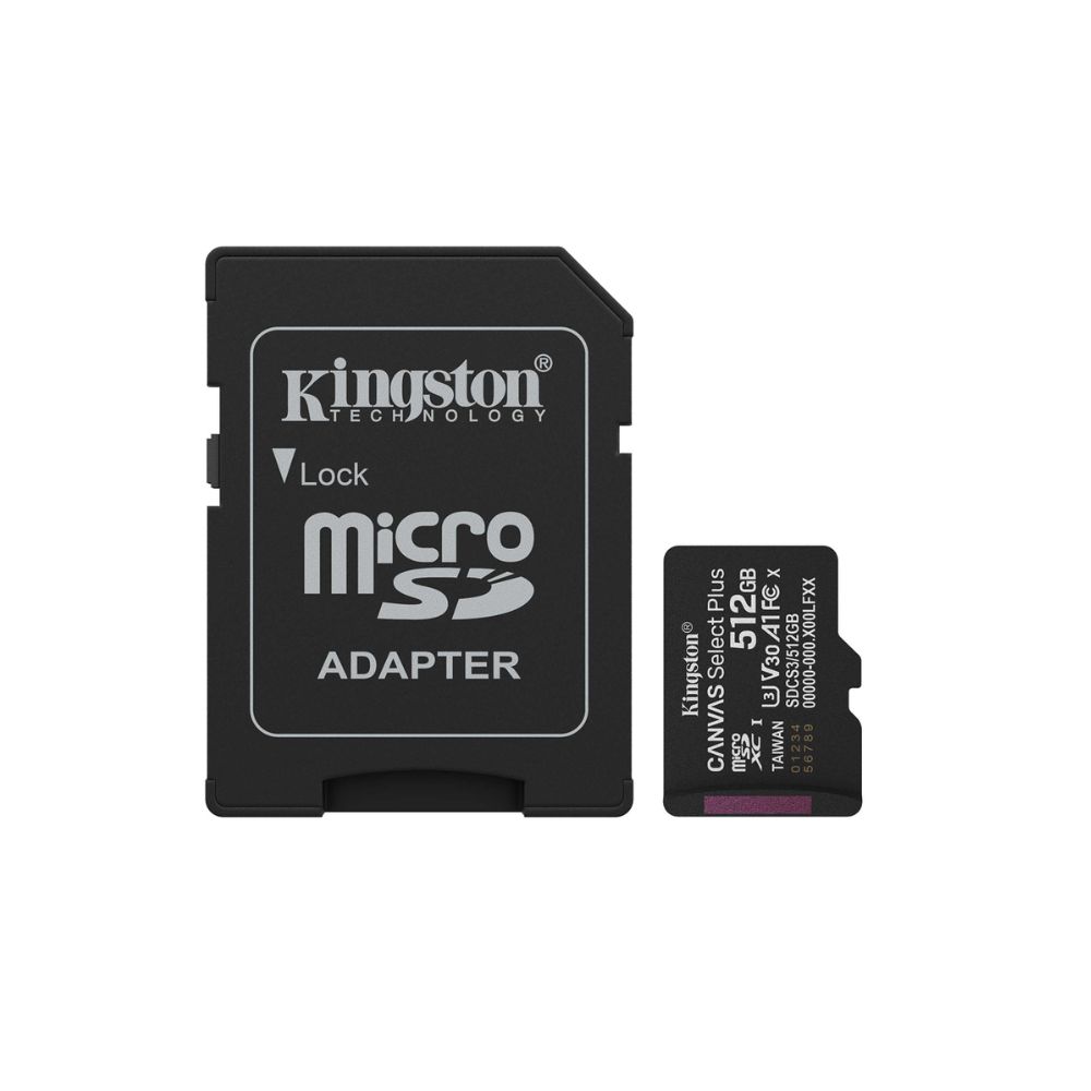 купить Карта памяти Micro SDXC 512GB Kingston Canvas Select Plus,Class 10 UHS-I U3 V10 A1,150 МБ/с, адаптер SDCS3/512GB в Алматы