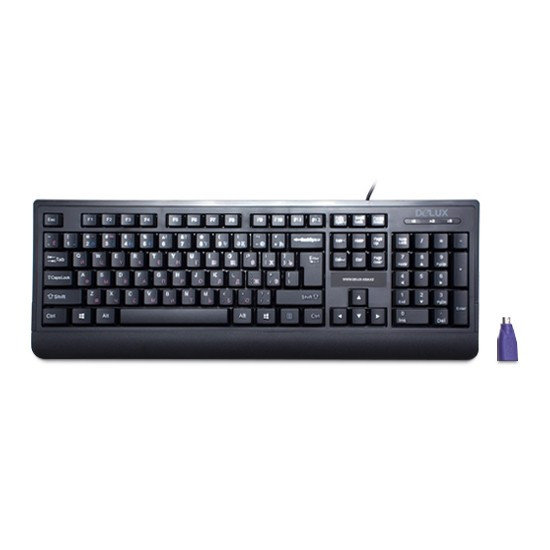 купить Клавиатура, Delux, DLK-6010TB, USB PS/2, Кол-во стандартных клавиш 104, Размер: 449,9*161,84*24,9 мм., Длина кабеля 1,4 метра, Анг/Рус/Каз, Защита от случайного пролива воды/кофе, Чёрный в Алматы