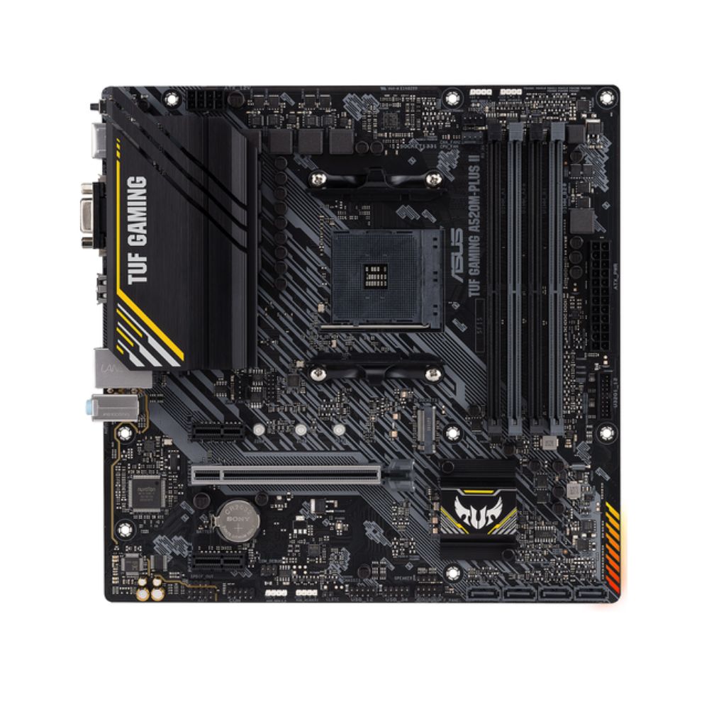 Купить Материнская плата ASUS TUF GAMING A520M-PLUS II AM4 4xDDR4 4xSATA3 RAID M.2 DSub DVI HDMI mATX в Алматы