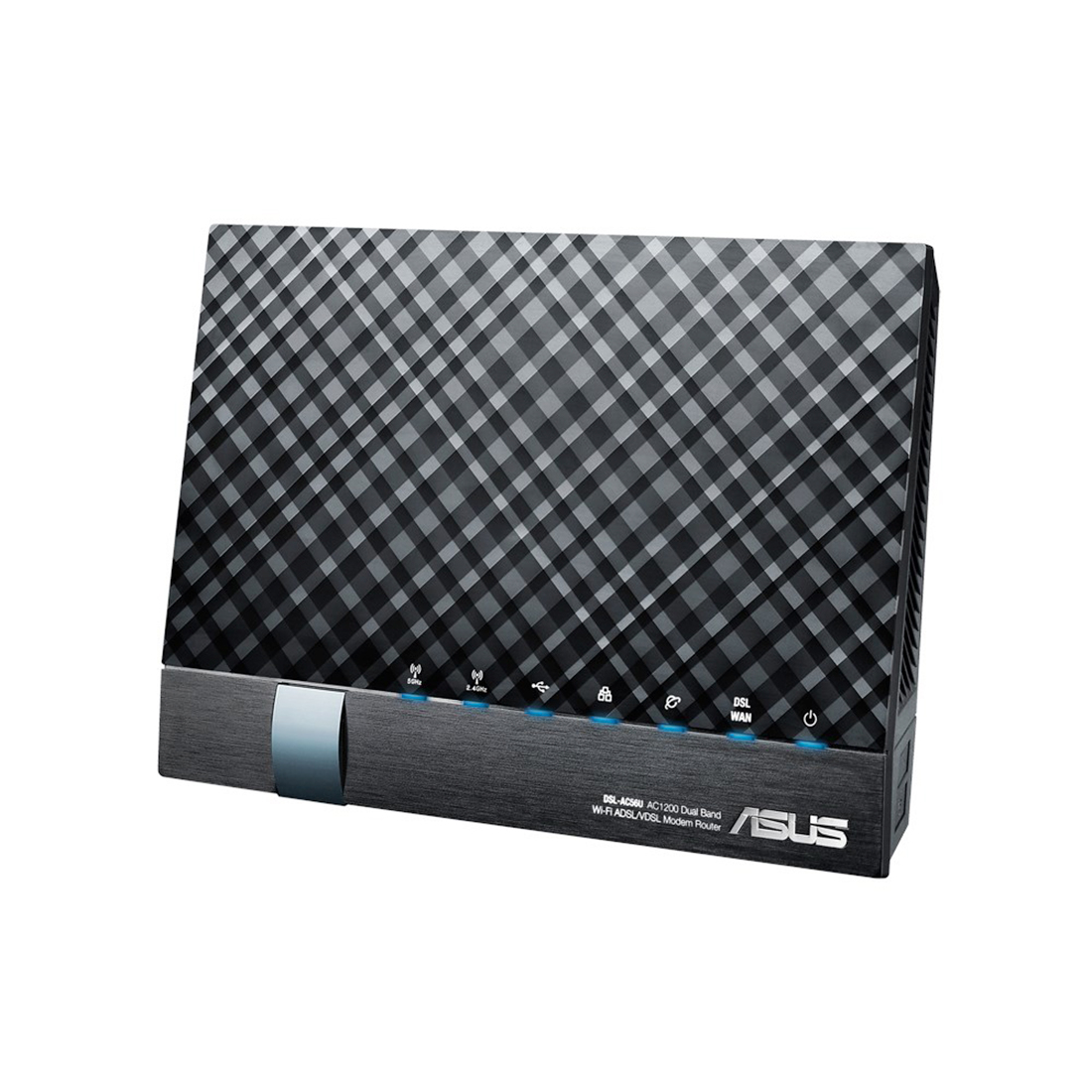 купить Модем, ASUS, DSL-AC56U, ADSL2 /VDSL2, 2.4/5 ГГц, 1200 Мбит/с, 20,5 dBm, 4х внутренних антенны, 2x UBS 2.0 в Алматы