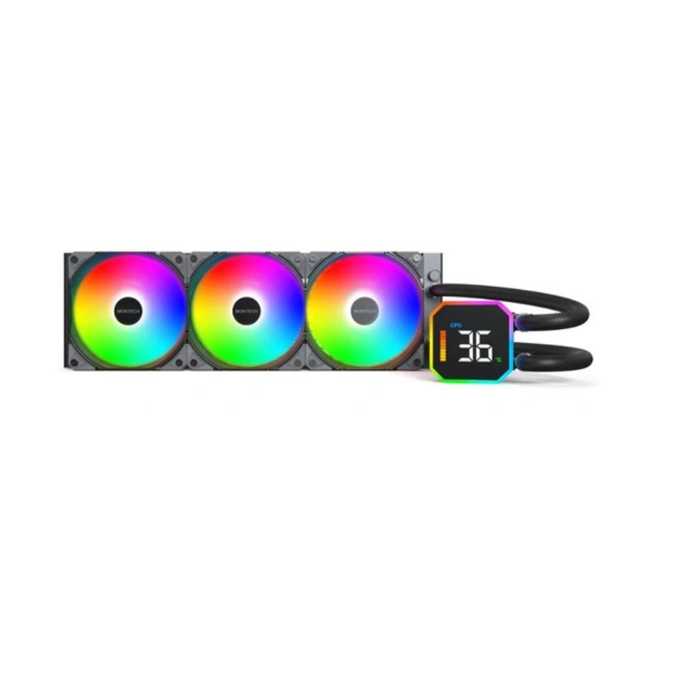 Купить Водяное охлаждение для CPU Montech HyperFlow Digital 360 (B) TDP 350W 3x120 115x-1851/AM3-AM5 Black в Алматы