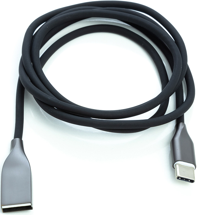 купить Кабель PowerPlant USB - Type-C, 1м, силикон, черный в Алматы