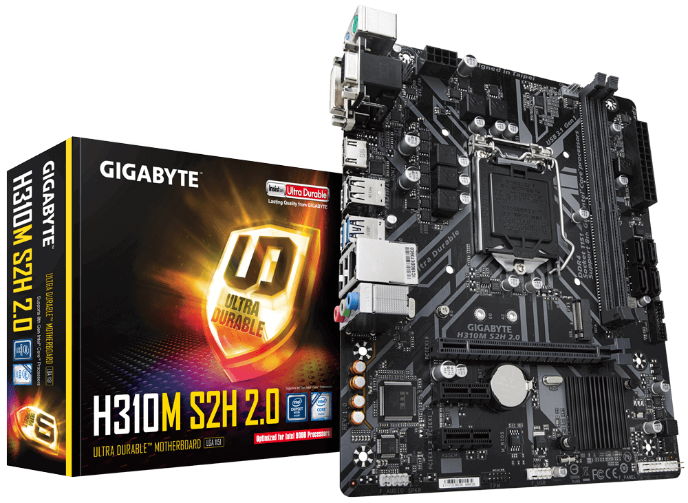 купить Материнская плата, Gigabyte, H310M S2H (4719331802936/4480), LGA1151v2, iH310, 2xDDR4, 4xSATA3, 1xM.2, 1xD-Sub, 1xDVI-D, 1xHDMI, 1xPCI-Ex16, 2xPCI-Ex1, mATX в Алматы