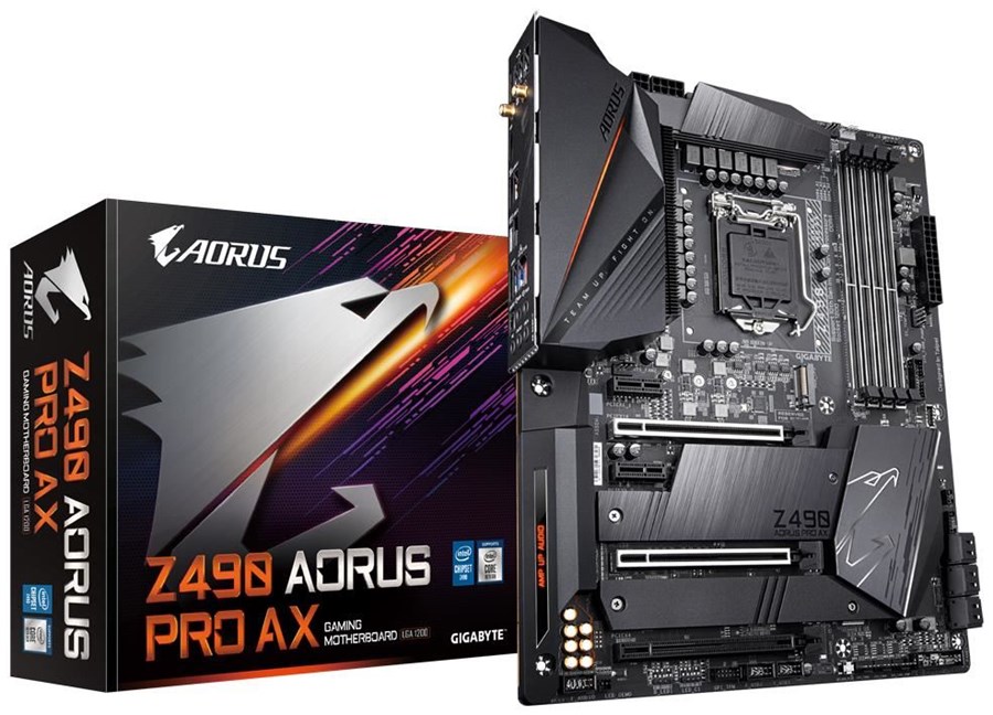 купить Материнская плата  GIGABYTE Z490 AORUS PRO AX LGA1200 Z490 3xPCI-E HDMI GbLAN Wi-Fi RAID ATX 4DDR4 в Алматы