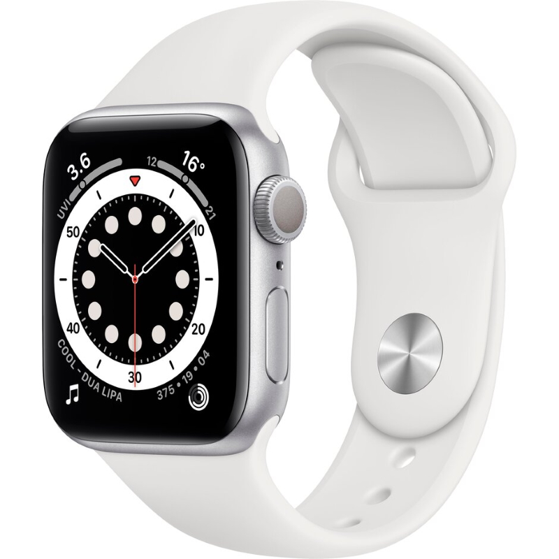 купить Apple Watch Series 6 GPS, 40mm Silver Aluminium Case with White Sport Band - Regular, Model A2291 в Алматы