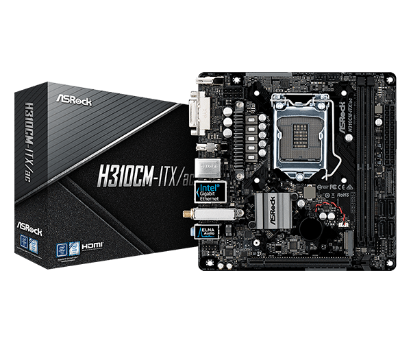 купить Материнская плата ASRock H310CM-ITX/AC LGA1151 H310 2xDDR4 4xSATA3 1xM.2 DVI-D+HDMI+DP m-ITX в Алматы
