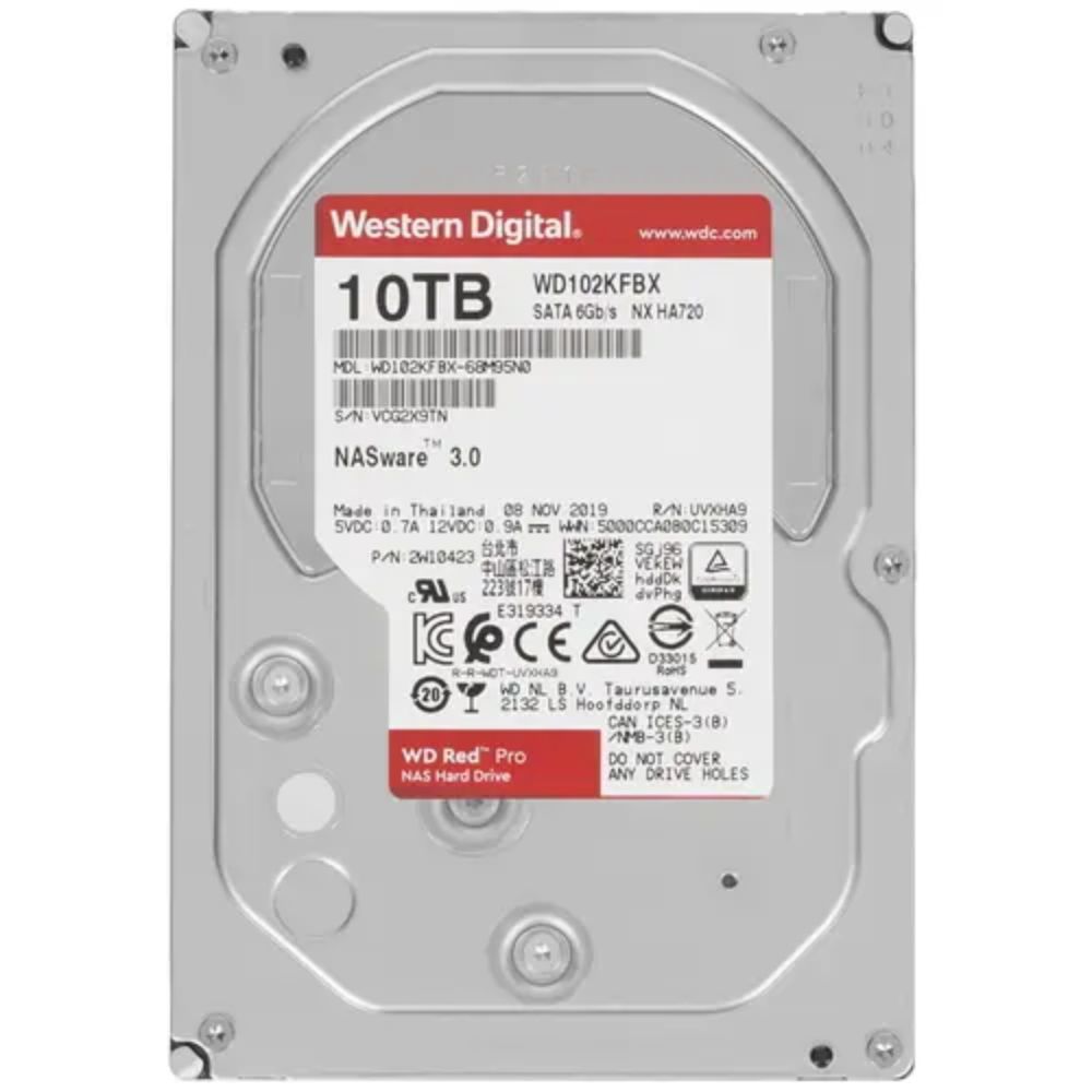 купить Жёсткий диск HDD 10 Tb SATA 6Gb/s Western Digital Red Pro WD102KFBX 3.5* 7200rpm 256Mb в Алматы
