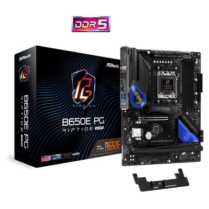 купить Материнская плата ASRock B650E PG RIPTIDE WIFI AM5 4xDDR5 4xSATA3 3xM.2 HDMI ATX в Алматы
