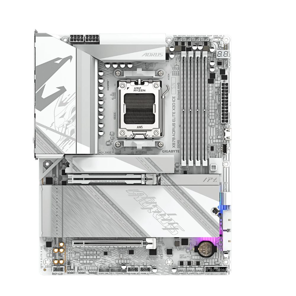 Купить Материнская плата GIGABYTE X870 AORUS ELITE X3D ICE, AM5 X870, 4xDDR5, 2xHDMI+2xUSB4, 4xM.2, ATX в Алматы