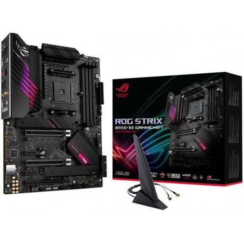 купить Сист. плата ASUS ROG STRIX B550-XE GAMING WIFI, B550, AM4, 4xDIMM DDR4, 3xPCI-E x16, M2, 6xSATA, 2xPCI-E x1,DP,HDMI,BOX в Алматы