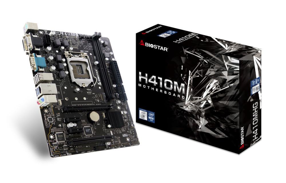 купить Материнская плата S-1200 Biostar H410MHG <mATX, 2xDDR4, VGA, DVI, HDMI, COM, M2, USB2.0*8, USB3.2*4> в Алматы