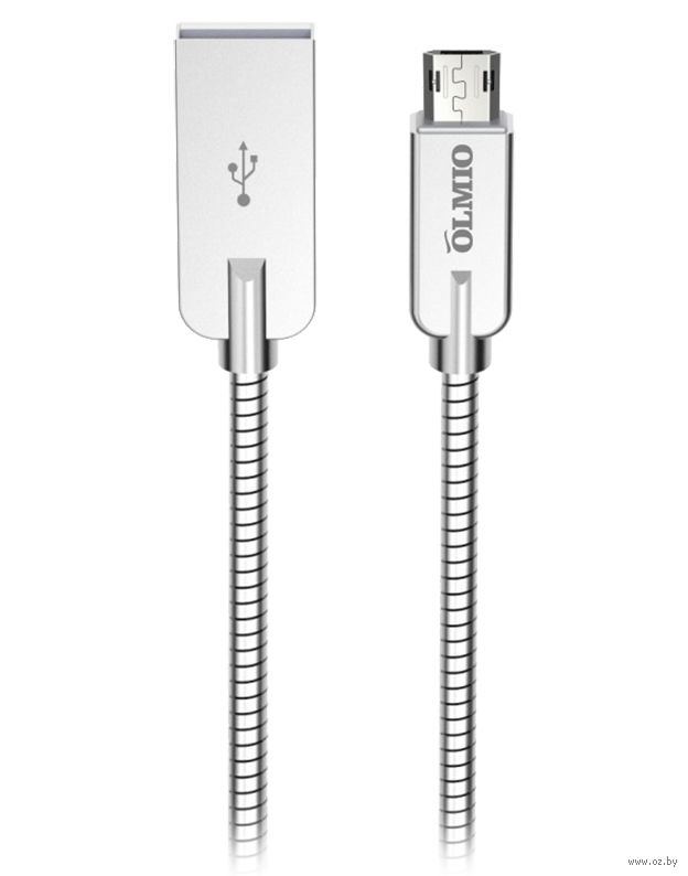 купить Кабель OLMIO STEELY, USB 2.0 - lightning, 1.2м, 2.1A, серый в Алматы