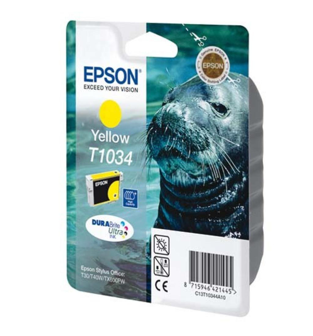 купить Картридж Epson C13T10344A10 TX550W/T40W/TX600FW/T1100 желтый в Алматы