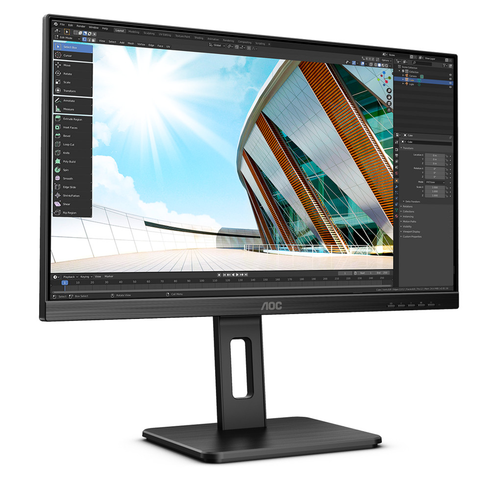купить Профессиональный монитор 23,8* AOC 24P2C IPS 1920x1080 75Hz 4ms 250cd/m Угол обзора 178/178, 1000:1 50млн:1xHDMI 1xDP1.2 1xUSB-C3.2  4xUSB3.2, Встроенные колонки 2x2W, Black. Поворот 180 градусов. Регулировка по высоте 150мм.  в Алматы