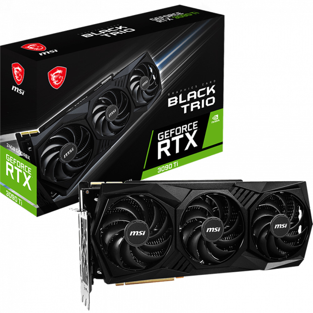 купить Видеокарта MSI GeForce RTX3090 Ti BLACK TRIO 24G GDDR6X 384bit HDMI 3xDP RTX 3090 Ti BLACK TRIO 24G в Алматы