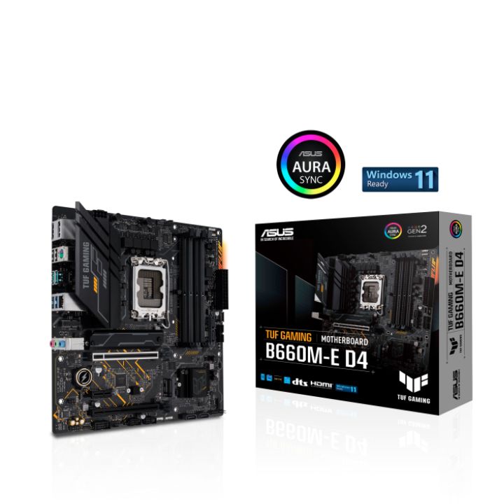 купить Сист. плата ASUS TUF GAMING B660M-E D4, H660, 1700, 4xDIMM DDR4, 2xPCI-E x16, PCI-E x1, 2xM.2, 4xSATA, HDMI, DP, BOX в Алматы