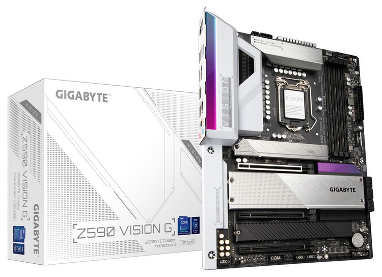 купить Материнская плата Gigabyte Z590 VISION G LGA1200 4xDDR4 6xSATA RAID 3xM.2 HDMI DP ATX в Алматы