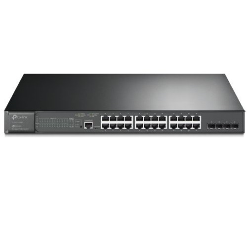 купить Коммутатор PoE  управляемый GbE 24-портовый Tp-Link TL-SG3428MP <JetStream™ 24 порта GbE 802.3af/at (max 30W на порт) 4 SFP Slots, консольный порт управления, бюджет мощности PoE 384W> в Алматы