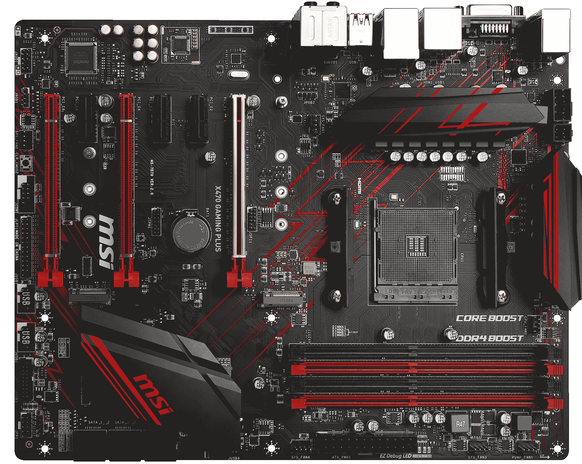 купить Материнская плата MSI X470 GAMING PLUS AM4 X470 4xDDR4 6xSATA3 RAID 2xM.2 DVI HDMI ATX в Алматы