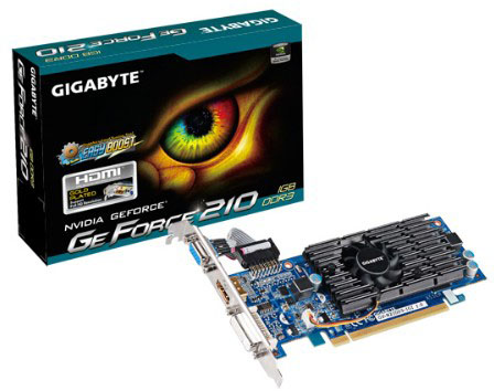 купить Gigabyte  GT210, GV-N210D3-1GI, 1G/ 64bit, DDR3, DVI-I/ D-SUB/HDMI в Алматы