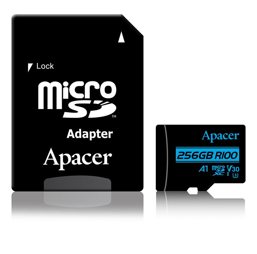 купить Карта памяти, Apacer, AP256GMCSX10U7-R, MicroSDXC 256GB, с адаптером SD в Алматы