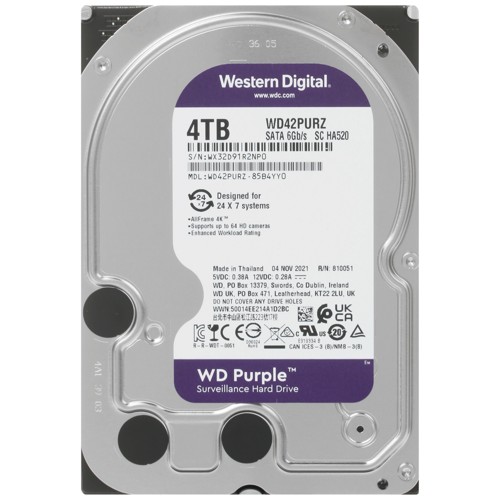 купить Жесткий диск для видеонаблюдения HDD  4Tb Western Digital Purple WD42PURZ SATA 6Gb/s 256Mb 3,5*. Создан для систем видеонаблюдения и обспечивает превосходную надежность работы в системах безопасности. Уникальные разработки  уменьшают число ошибок, вы в Алматы