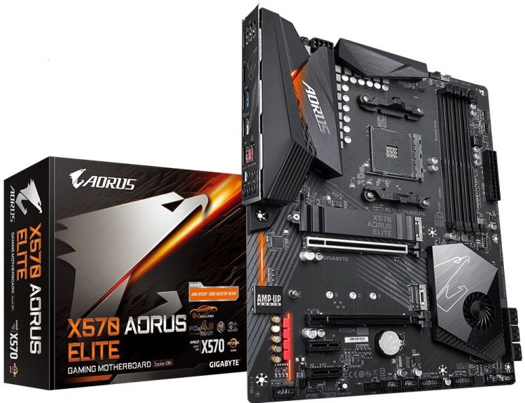 купить Gigabyte, X570 AORUS ELITE, AM4, X570, 4xDDR4 2933, 6xSATA3, 1xM2.0, Raid, 1xHDMI, 1xPCI-Ex16, 2xPCI-Ex1, ATX в Алматы