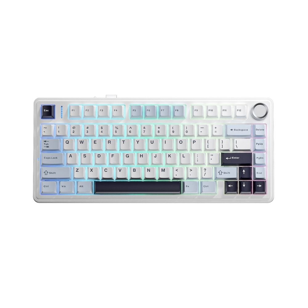 купить Клавиатура AULA F75, White+Blue+Light Blue, mechanical, Gray Wood V3, EN/RU/KZ, 2.4/BT/USB-C в Алматы