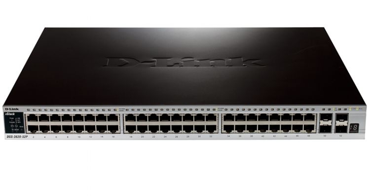 купить D-Link DGS-3620-52P Коммутатор упр 3-го уровня, xStack с 48 портами 10/100/1000BASE-T PoE + 4 SFP /  в Алматы
