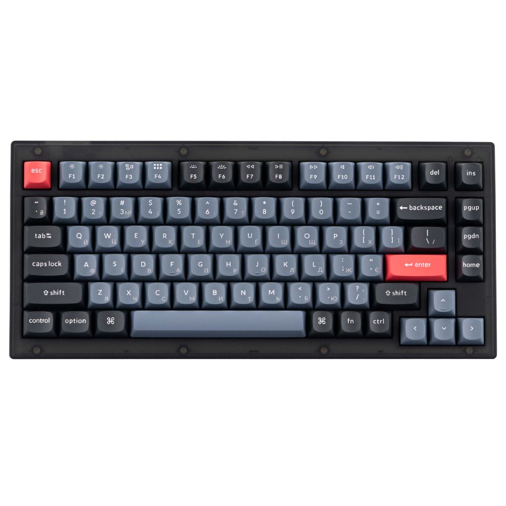 купить Клавиатура Keychron V1 84 Key QMK Gateron G PRO Brown Hot-Swap RGB Knob Frosted Black (V1C3_Keychron) в Алматы