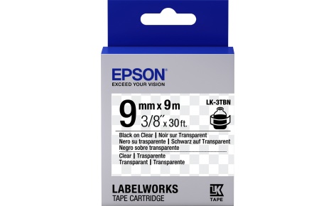 купить Лента Epson C53S653004 LK3TBN Прозрачная лента 9мм, Прозр./Черн., 9м в Алматы