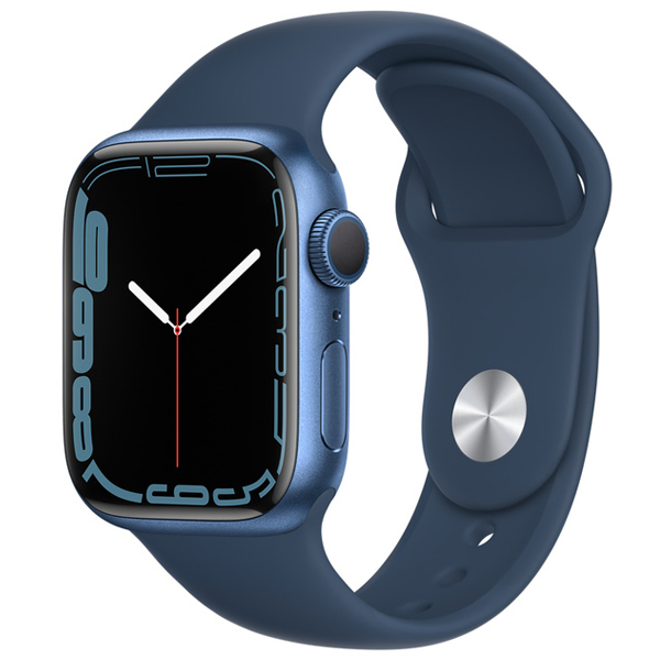 купить Apple Watch Series 7 GPS, 45mm Blue Aluminium Case with Abyss Blue Sport Band - Regular, A2474 в Алматы
