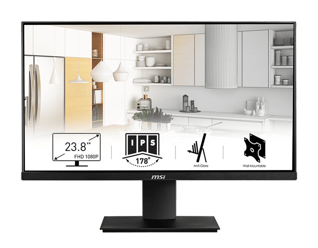 купить Монитор 23,8* MSI PRO MP241 IPS 1920x1080 60Hz 7ms 250cd/m 1000:1 100млн:1 1xD-Sub 1xHDMI Угол Обзора 178/178.  в Алматы