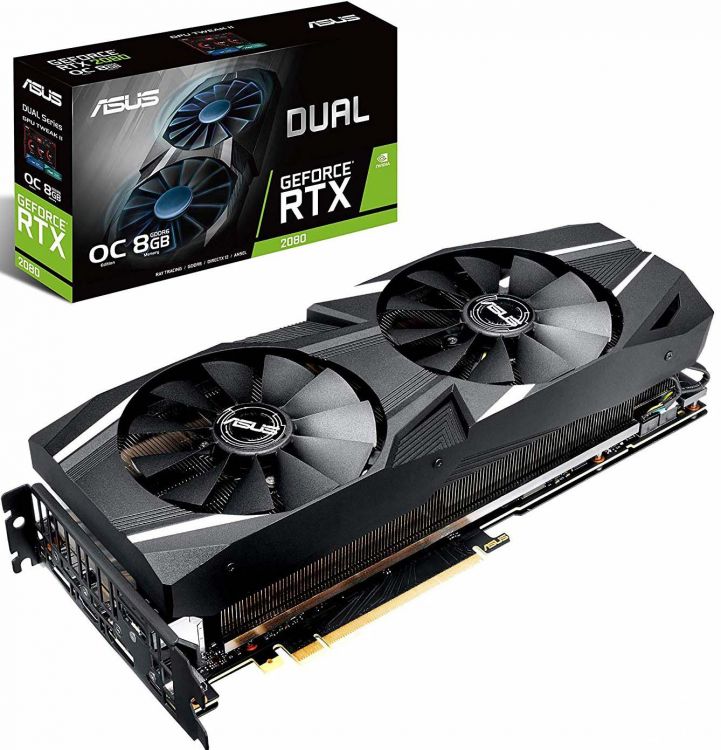купить Видеокарта ASUS DUAL RTX 2080, DUAL-RTX2080-8G, Dual fan, 8Gb/256bit GDDR6, HDMI, 3xDP, BOX в Алматы