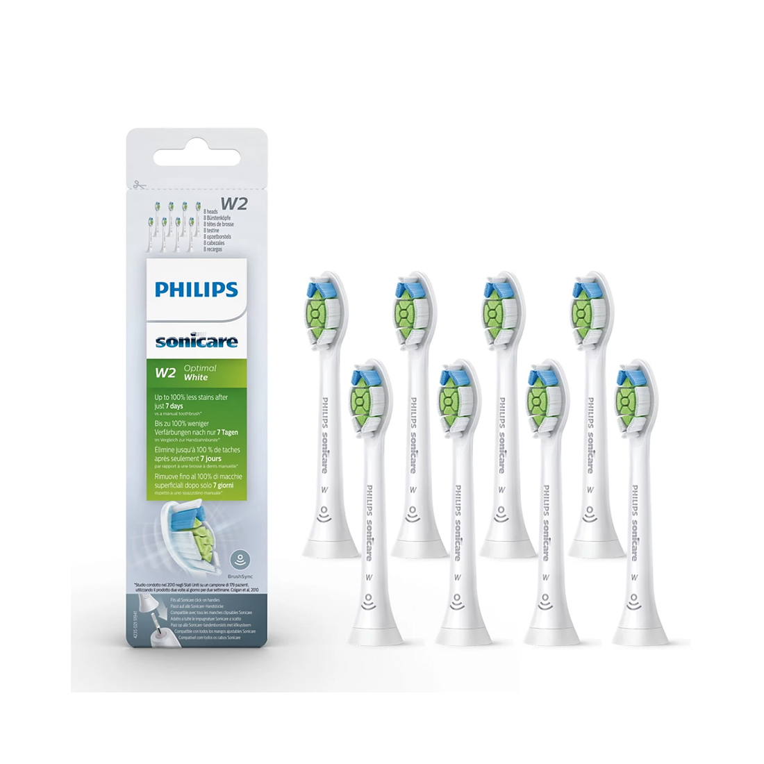 купить Стандартные насадки для звуковой зубной щетки Philips Sonicare Optimal White HX6068/12 8шт в Алматы