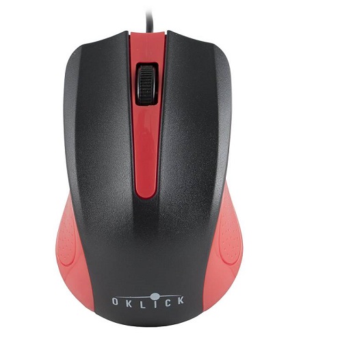 купить Мышь Oklick 225M черный/красный оптическая (1200dpi) USB (3but) в Алматы