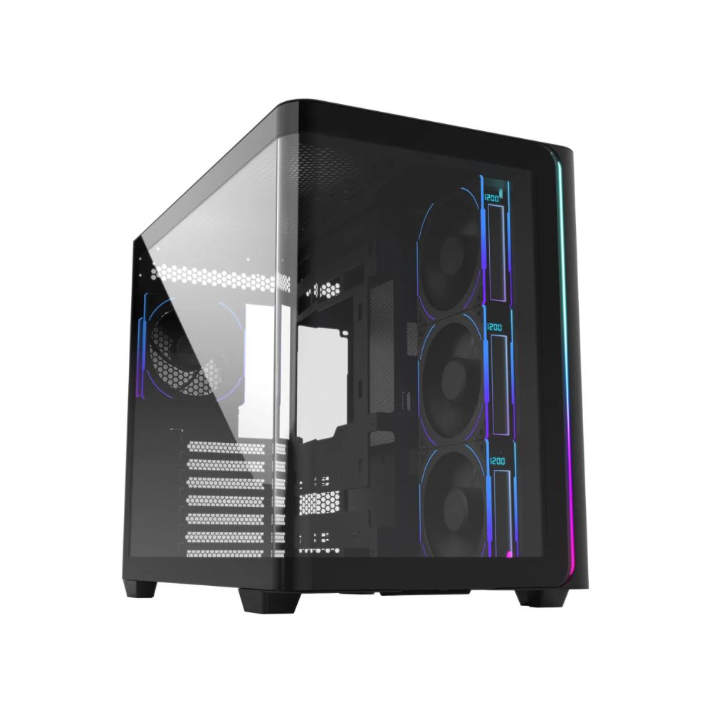 купить Кейс M580-BP, Panoramic ATX Mid Tower, ATX(BTF), M-ATX, Mini-ITX, USB3.0 x 2, Type-C, Curved Glass, Black в Алматы