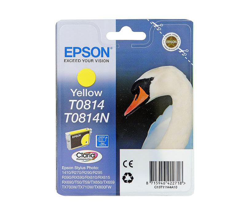 купить Картридж Epson C13T11144A10 (0814) R270/290/RX590_HIGH желтый в Алматы