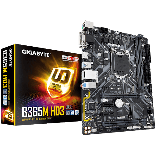 купить Материнская плата GIGABYTE B365M HD3 LGA1151 B365 2xPCI-E Dsub+DVI+HDMI GbLAN SATA MicroATX 2DDR4 в Алматы