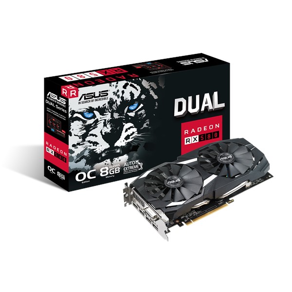 купить Видеокарта 8Gb PCI-E GDDR6 ASUS DUAL-RX580-O8G  2xHDMI+2xDP+DVI Radeon RX580, 2xFAN в Алматы