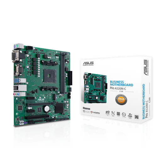 купить Сист. плата ASUS PRO A520M-C/CSM, A520, AM4, 2xDIMM DDR4, 2xPCI-E x16, 2xPCI-E x1, M.2, 4xSATA, D-Sub, DVI-D, BOX в Алматы
